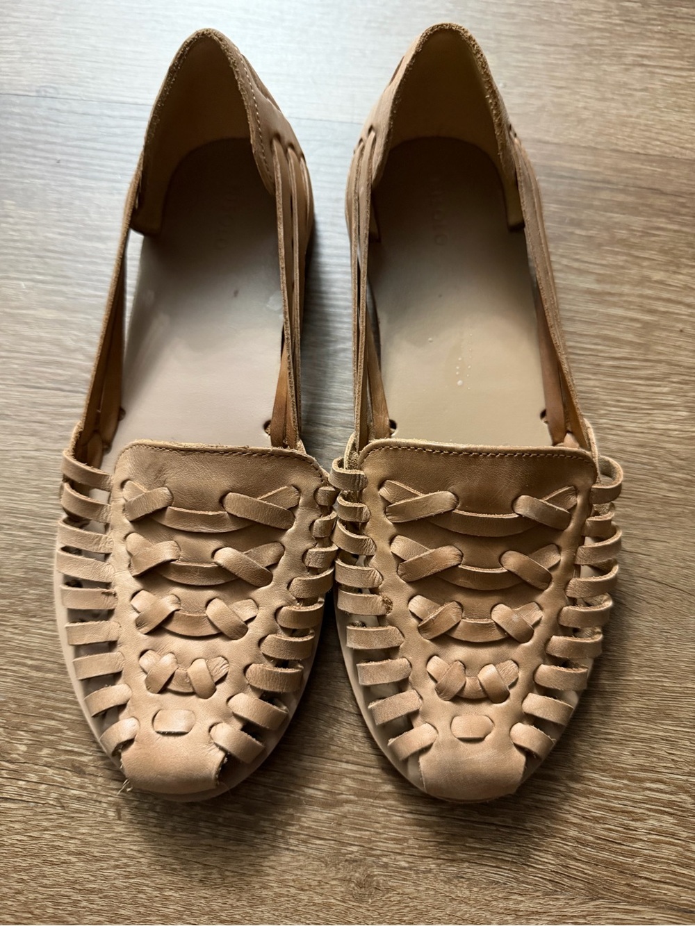 Anthropologie Nisolo Huarache Flat Sandals Size 8.5 Brown Woven Leather Slip On